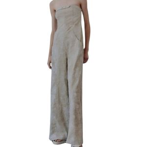 NWT Zara Printed Linen Blend Jumpsuit Size XS
